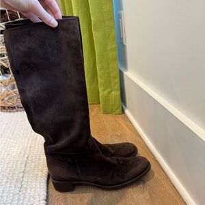 Prada Brown Suede Knee-High Boots